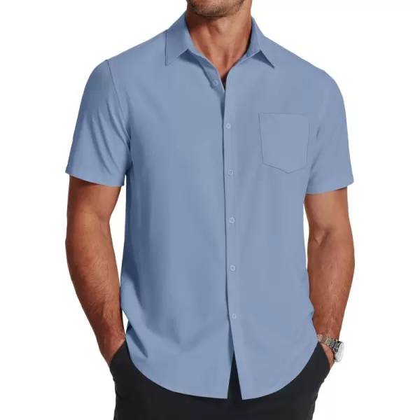 COOFANDY Men's Short Sleeve Dress Shirts Wrinkle Free Regular Fit Dress Shirt Textured Casual Button Down Shirts with Pocket
