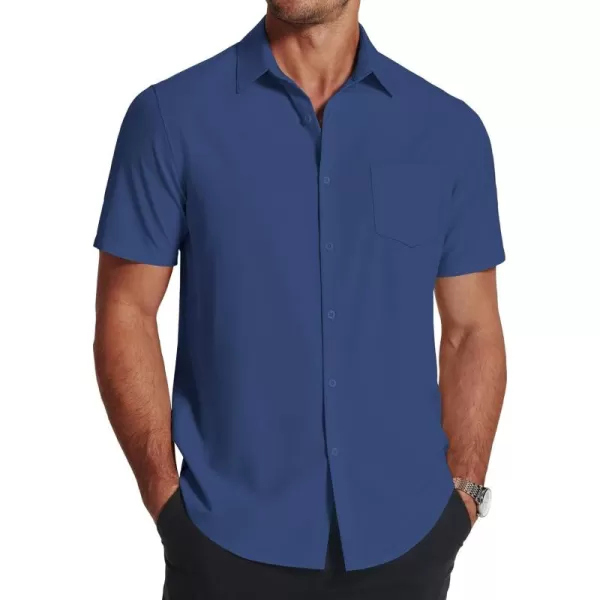 COOFANDY Men's Short Sleeve Dress Shirts Wrinkle Free Regular Fit Dress Shirt Textured Casual Button Down Shirts with Pocket