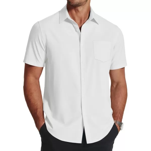 COOFANDY Men's Short Sleeve Dress Shirts Wrinkle Free Regular Fit Dress Shirt Textured Casual Button Down Shirts with Pocket