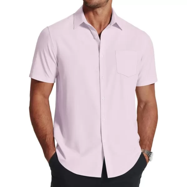 COOFANDY Men's Short Sleeve Dress Shirts Wrinkle Free Regular Fit Dress Shirt Textured Casual Button Down Shirts with Pocket