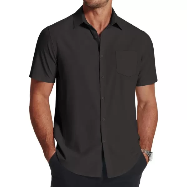 COOFANDY Men's Short Sleeve Dress Shirts Wrinkle Free Regular Fit Dress Shirt Textured Casual Button Down Shirts with Pocket