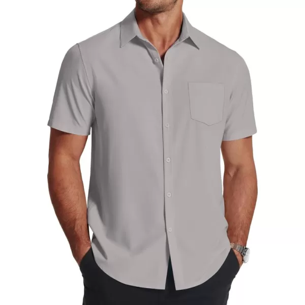 COOFANDY Men's Short Sleeve Dress Shirts Wrinkle Free Regular Fit Dress Shirt Textured Casual Button Down Shirts with Pocket