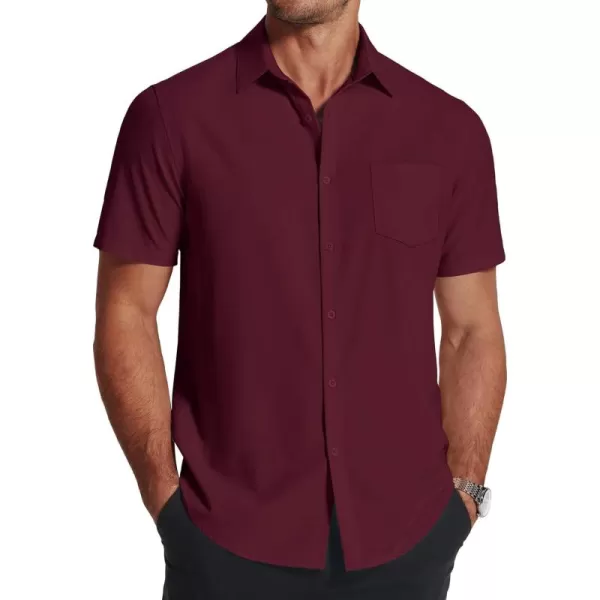 COOFANDY Men's Short Sleeve Dress Shirts Wrinkle Free Regular Fit Dress Shirt Textured Casual Button Down Shirts with Pocket