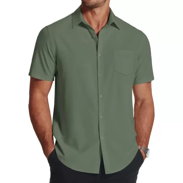 COOFANDY Men's Short Sleeve Dress Shirts Wrinkle Free Regular Fit Dress Shirt Textured Casual Button Down Shirts with Pocket