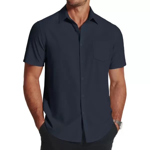 COOFANDY Men's Short Sleeve Dress Shirts Wrinkle Free Regular Fit Dress Shirt Textured Casual Button Down Shirts with Pocket