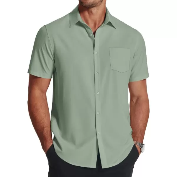 COOFANDY Men's Short Sleeve Dress Shirts Wrinkle Free Regular Fit Dress Shirt Textured Casual Button Down Shirts with Pocket