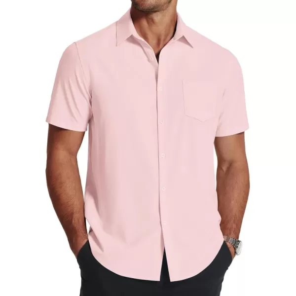 COOFANDY Men's Short Sleeve Dress Shirts Wrinkle Free Regular Fit Dress Shirt Textured Casual Button Down Shirts with Pocket