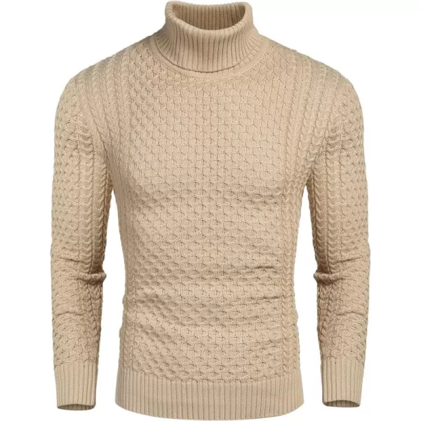 COOFANDY Men's Slim Fit Turtleneck Sweater Casual Knitted Twisted Pullover Solid Sweaters