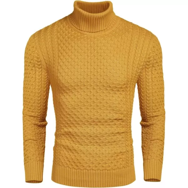 COOFANDY Men's Slim Fit Turtleneck Sweater Casual Knitted Twisted Pullover Solid Sweaters