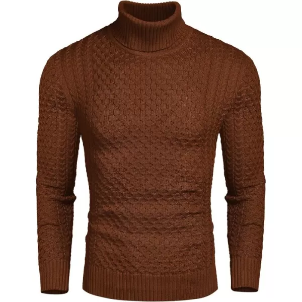 COOFANDY Men's Slim Fit Turtleneck Sweater Casual Knitted Twisted Pullover Solid Sweaters