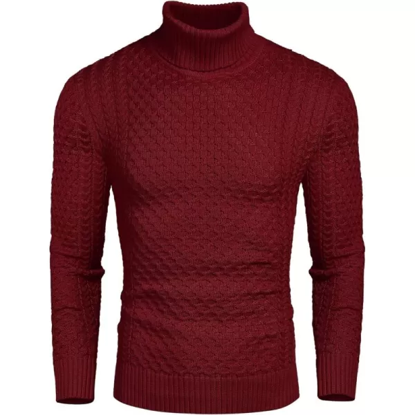 COOFANDY Men's Slim Fit Turtleneck Sweater Casual Knitted Twisted Pullover Solid Sweaters