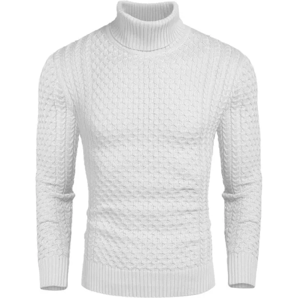COOFANDY Men's Slim Fit Turtleneck Sweater Casual Knitted Twisted Pullover Solid Sweaters