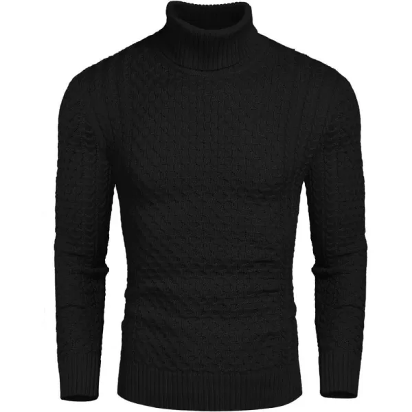 COOFANDY Men's Slim Fit Turtleneck Sweater Casual Knitted Twisted Pullover Solid Sweaters