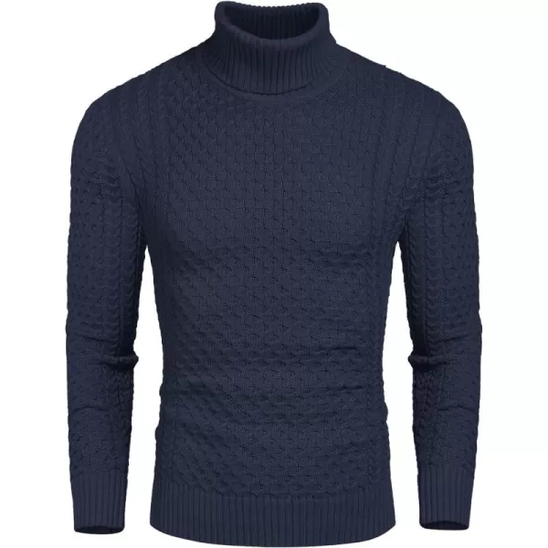 COOFANDY Men's Slim Fit Turtleneck Sweater Casual Knitted Twisted Pullover Solid Sweaters