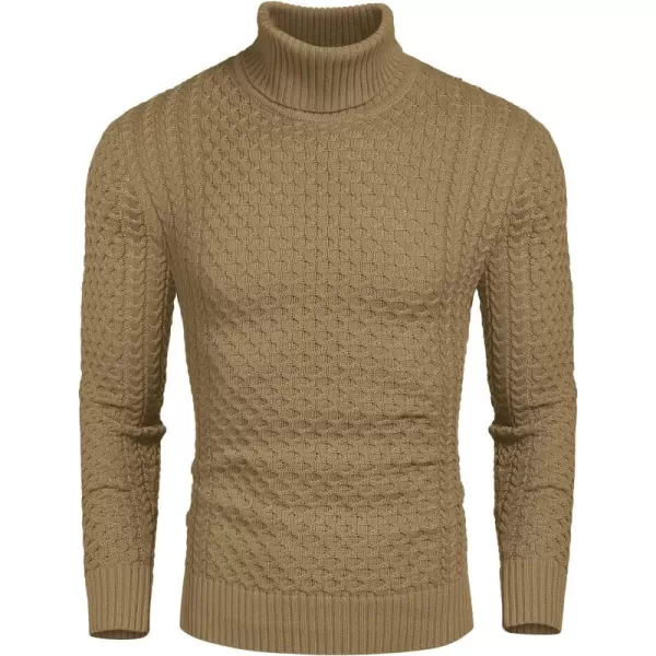 COOFANDY Men's Slim Fit Turtleneck Sweater Casual Knitted Twisted Pullover Solid Sweaters