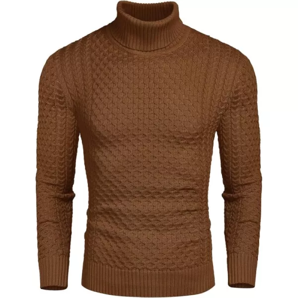 COOFANDY Men's Slim Fit Turtleneck Sweater Casual Knitted Twisted Pullover Solid Sweaters