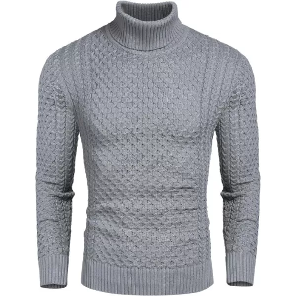 COOFANDY Men's Slim Fit Turtleneck Sweater Casual Knitted Twisted Pullover Solid Sweaters