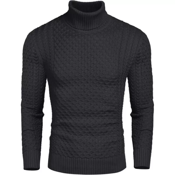 COOFANDY Men's Slim Fit Turtleneck Sweater Casual Knitted Twisted Pullover Solid Sweaters