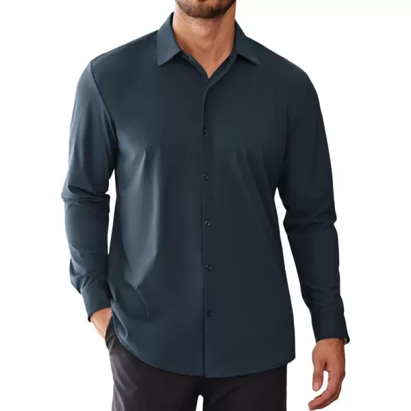 COOFANDY Men's Stretch Dress Shirts Long Sleeve Wrinkle Free Shirt Business Button Down Shirt