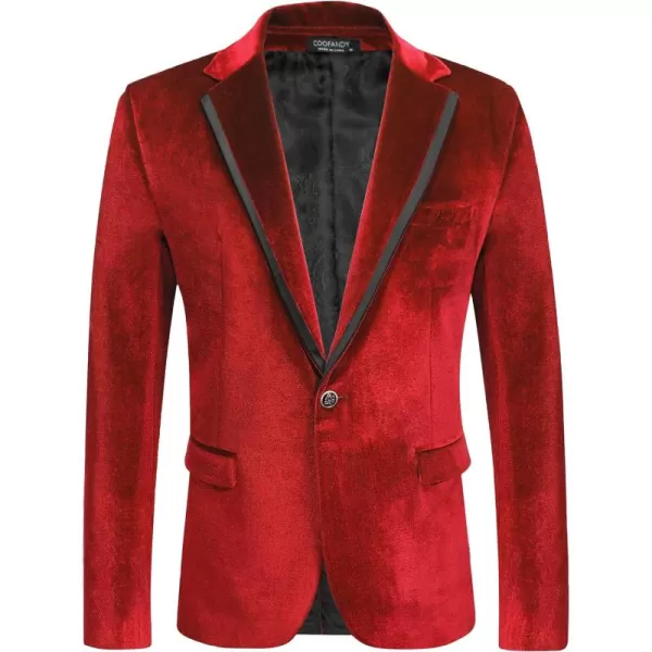 COOFANDY Men's Velvet Blazer Notched Lapel One Button Velour Tuxedo Jacket for Prom Wedding Party Dinner