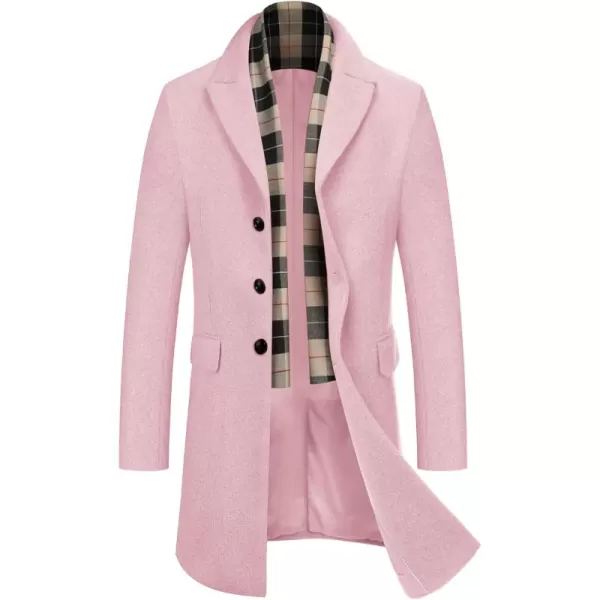 COOFANDY Men's Wool Blend Coat with Detachable Plaid Scarfs Notched Collar Single Breasted Pea Coat Trench Overcoat