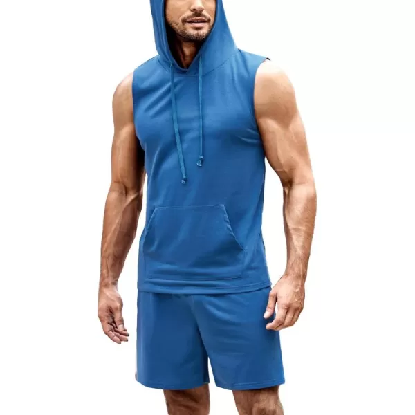 COOFANDY Men's Workout Hooded Tank Tops Sleeveless Gym Shirt Sweat Shorts Hoodie Set 2 Piece Outfits Jogging Suits