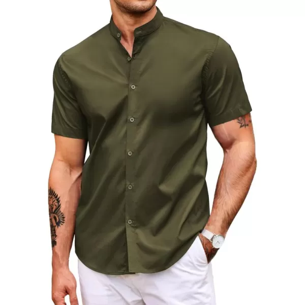 COOFANDY Muscle Fit Dress Shirts for Men Banded Collar Casual Button Down Shirts