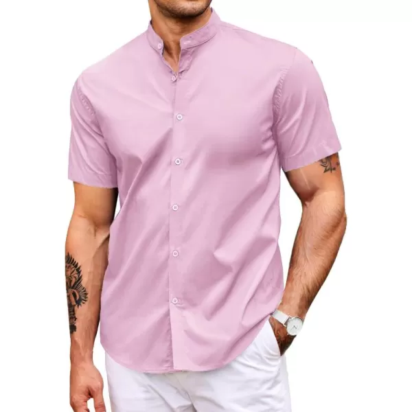COOFANDY Muscle Fit Dress Shirts for Men Banded Collar Casual Button Down Shirts