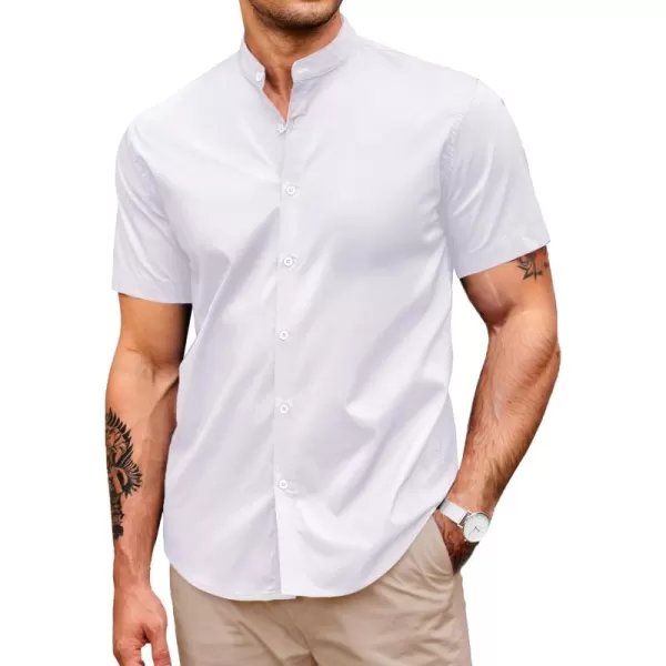COOFANDY Muscle Fit Dress Shirts for Men Banded Collar Casual Button Down Shirts