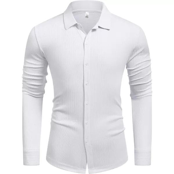 COOFANDY Athletic Fit Dress Shirts for Men Ribbed Knit Textured Button Down Shirts