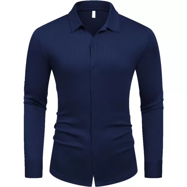 COOFANDY Athletic Fit Dress Shirts for Men Ribbed Knit Textured Button Down Shirts