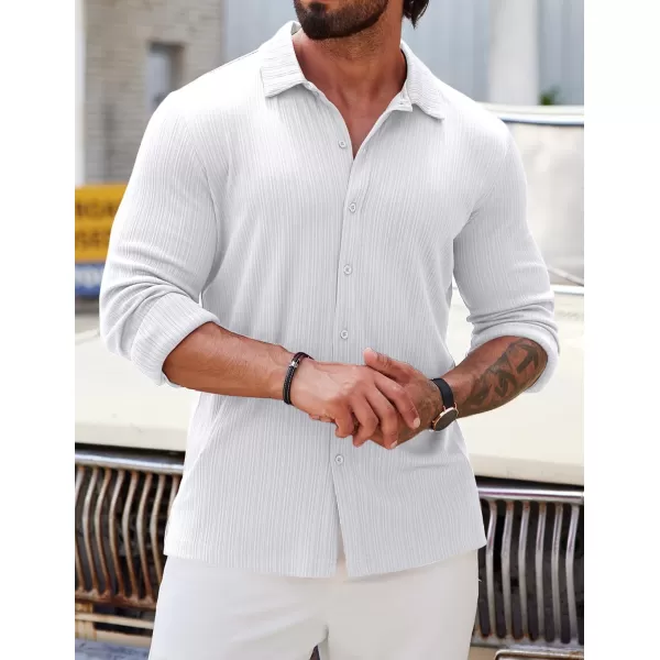 COOFANDY Athletic Fit Dress Shirts for Men Ribbed Knit Textured Button Down Shirts