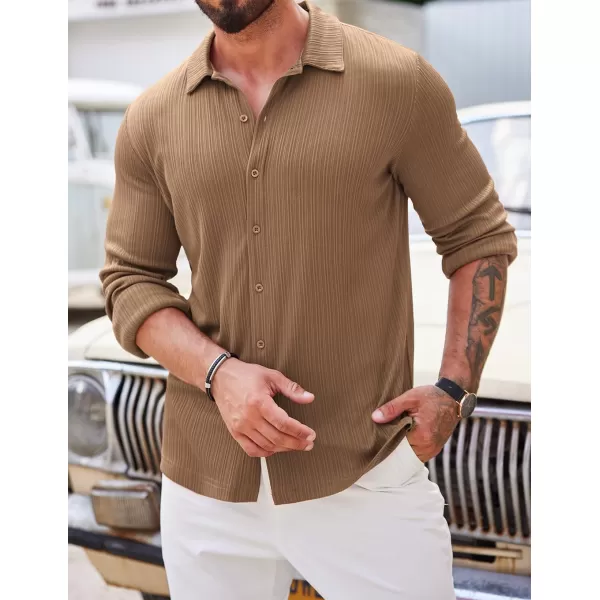 COOFANDY Athletic Fit Dress Shirts for Men Ribbed Knit Textured Button Down Shirts