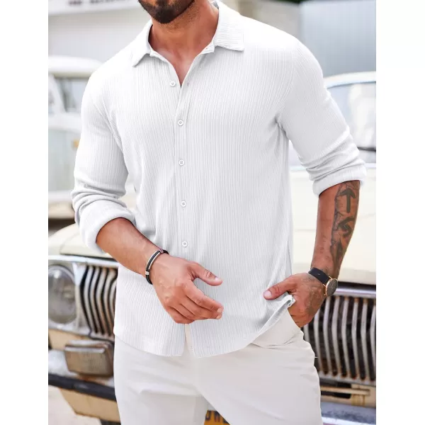 COOFANDY Athletic Fit Dress Shirts for Men Ribbed Knit Textured Button Down Shirts