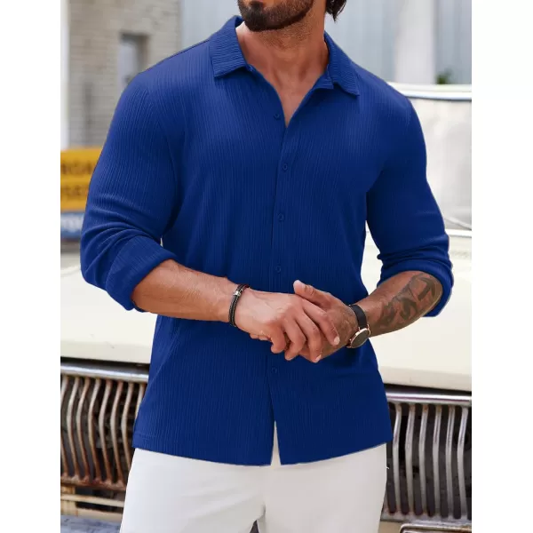 COOFANDY Athletic Fit Dress Shirts for Men Ribbed Knit Textured Button Down Shirts