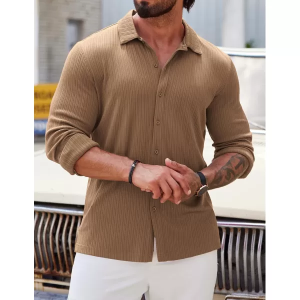 COOFANDY Athletic Fit Dress Shirts for Men Ribbed Knit Textured Button Down Shirts