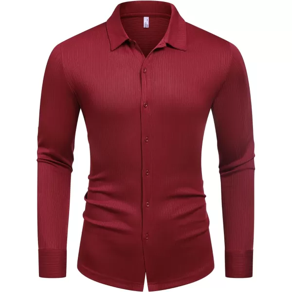 COOFANDY Athletic Fit Dress Shirts for Men Ribbed Knit Textured Button Down Shirts
