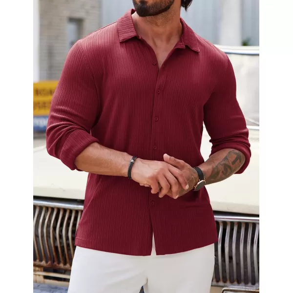 COOFANDY Athletic Fit Dress Shirts for Men Ribbed Knit Textured Button Down Shirts