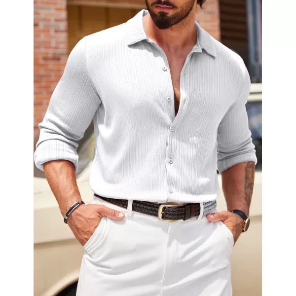 COOFANDY Athletic Fit Dress Shirts for Men Ribbed Knit Textured Button Down Shirts