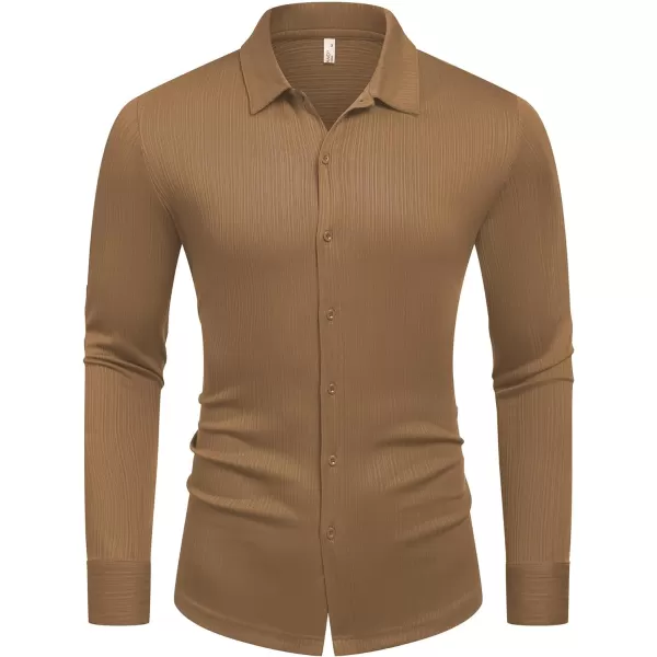COOFANDY Athletic Fit Dress Shirts for Men Ribbed Knit Textured Button Down Shirts