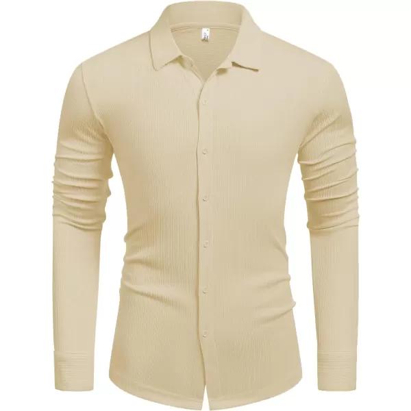 COOFANDY Athletic Fit Dress Shirts for Men Ribbed Knit Textured Button Down Shirts