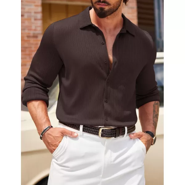 COOFANDY Athletic Fit Dress Shirts for Men Ribbed Knit Textured Button Down Shirts