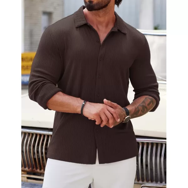 COOFANDY Athletic Fit Dress Shirts for Men Ribbed Knit Textured Button Down Shirts
