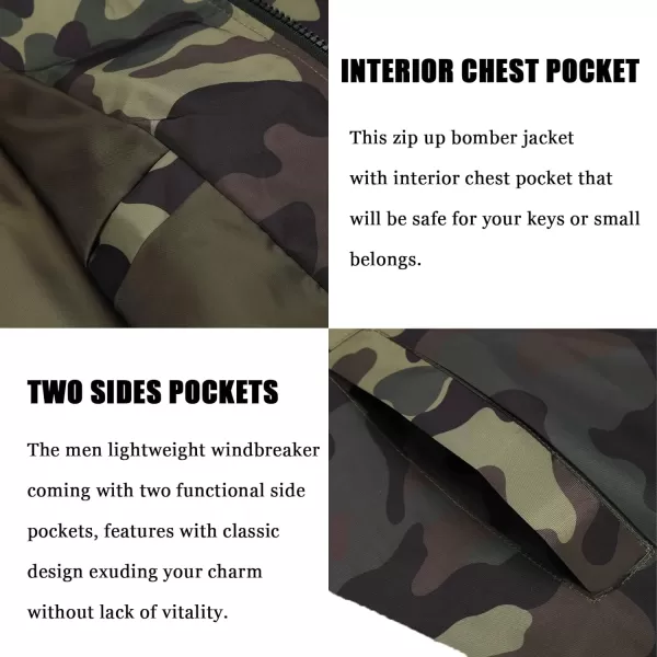 COOFANDY Men Bomber Jackets Lightweight Windbreaker Jacket Casual Softshell Flight Fashion Winter Fall Coat with Pocket