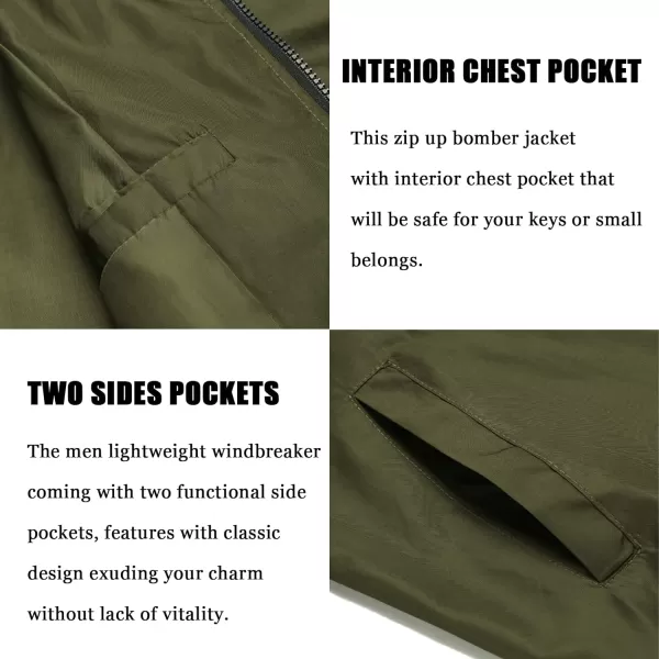 COOFANDY Men Bomber Jackets Lightweight Windbreaker Jacket Casual Softshell Flight Fashion Winter Fall Coat with Pocket