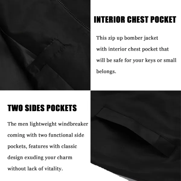 COOFANDY Men Bomber Jackets Lightweight Windbreaker Jacket Casual Softshell Flight Fashion Winter Fall Coat with Pocket