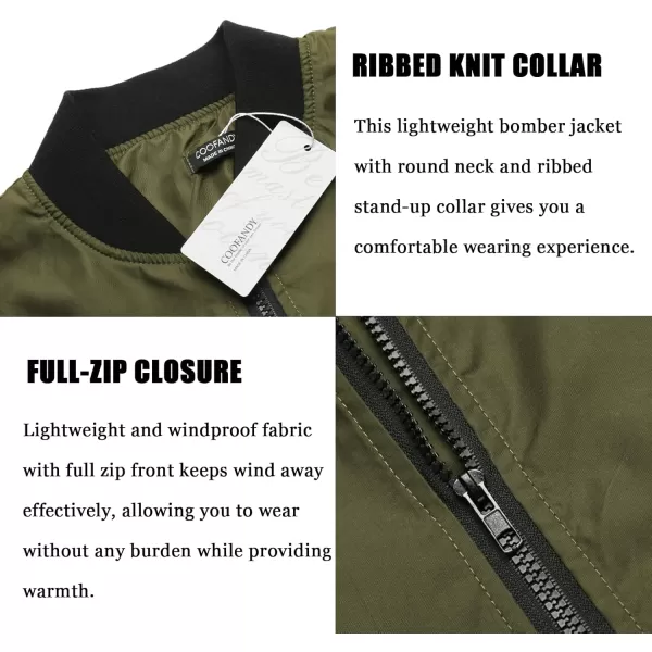 COOFANDY Men Bomber Jackets Lightweight Windbreaker Jacket Casual Softshell Flight Fashion Winter Fall Coat with Pocket