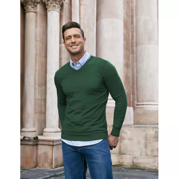 COOFANDY Men Casual V Neck Sweater Ribbed Knit Slim Fit Long Sleeve Pullover Top