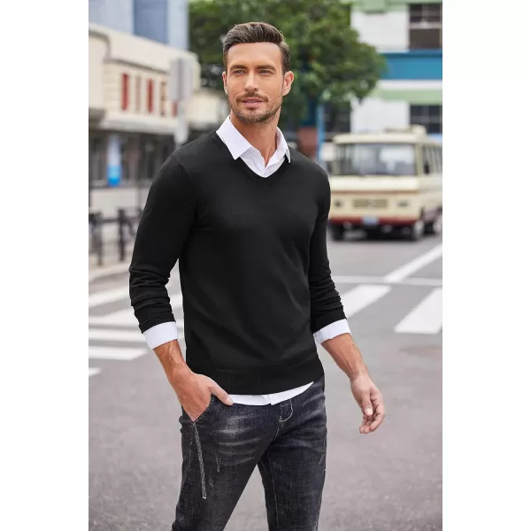 COOFANDY Men Casual V Neck Sweater Ribbed Knit Slim Fit Long Sleeve Pullover Top