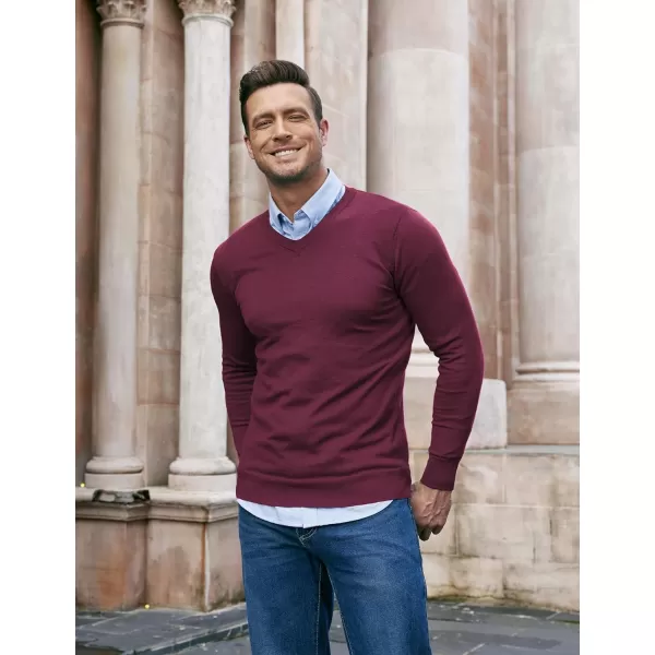 COOFANDY Men Casual V Neck Sweater Ribbed Knit Slim Fit Long Sleeve Pullover Top